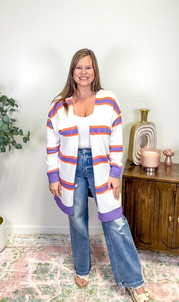 Purple Striped Cardigan RTS