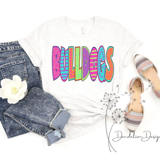 Bulldogs Neon Letters Tee