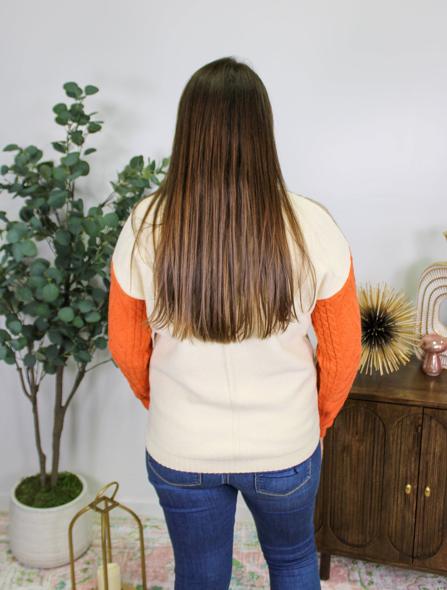 Orange and Brown Colorblock Sweater RTS