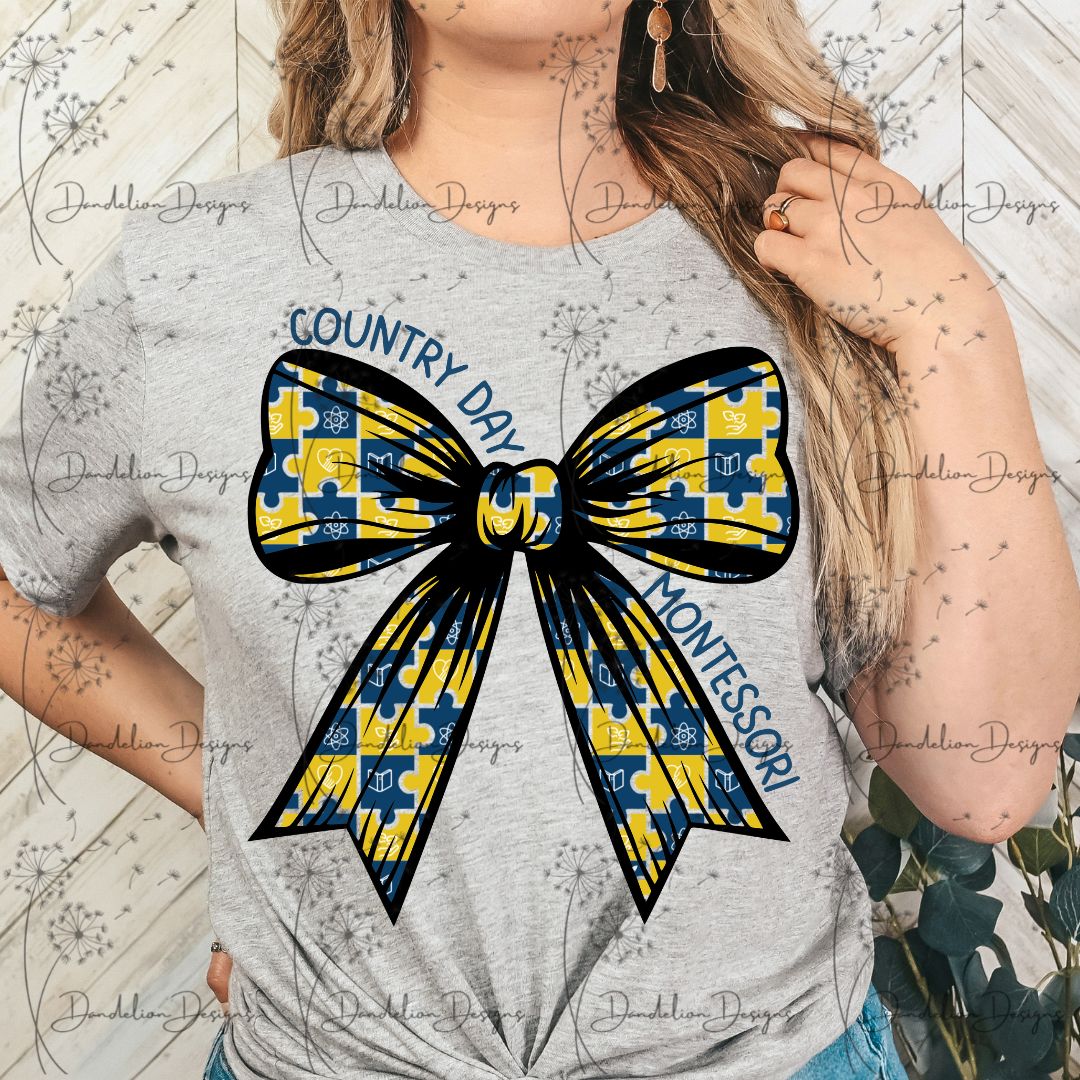 Country Day Bow Design *BLUE LETTERS*