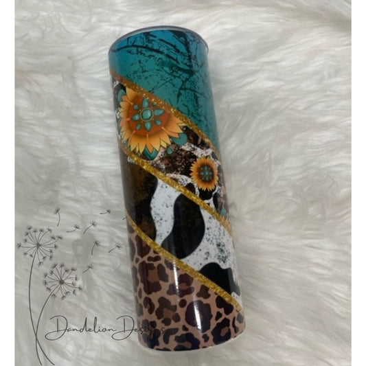 Sunflower Cow Print Tumbler