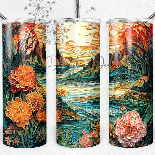 Embroidery Landscape Tumbler